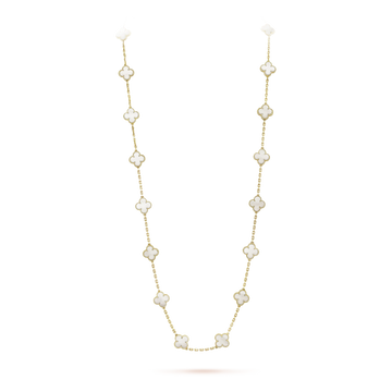 Deki Jewels Clover Leaf Long Necklace,925 Silver, 18k Gold Plated,20 Motifs