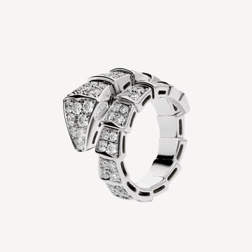 Deki Jewels Serpenti Ring,V Gold,18k White Gold Plated,Cubic Zircon Paved