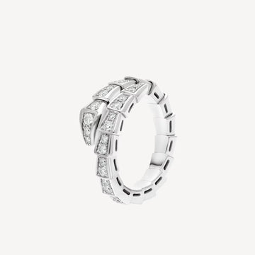 Deki Jewels Serpenti Ring,18k White Gold Plated,Cubic Zircon Paved