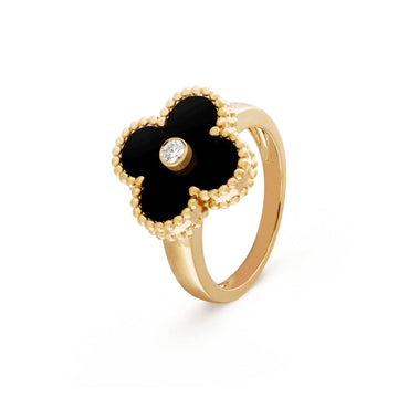 Deki Jewels Clover Leaf Ring,925 Silver, 18k Gold Plated