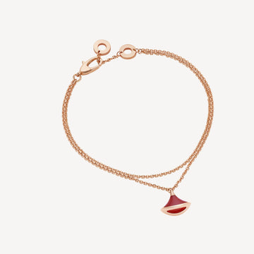 Deki Jewels Divas'Dream Bracelet,925 Silver,18k Rose Gold Plated,Red Agate