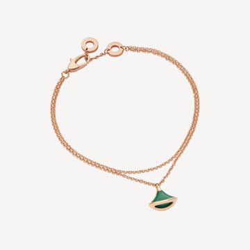 Deki Jewels Divas'Dream Bracelet,925 Silver,18k Rose Gold Plated,Green Agate