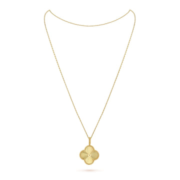 Deki Jewels Clover Leaf long Necklace,925 Silver, 18k Gold Plated