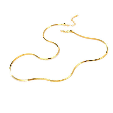 Deki Jewels Square Snake Chain Necklace,925 Silver, 18k Gold Plated