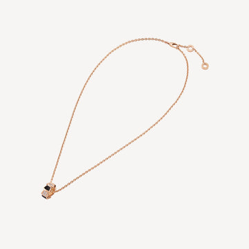 Deki Jewels Serpenti Necklace,925 Silver,18k Rose Gold Plated,Black Onyx