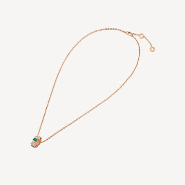 Deki Jewels Serpenti Necklace,925 Silver,18k Rose Gold Plated,Green Agate