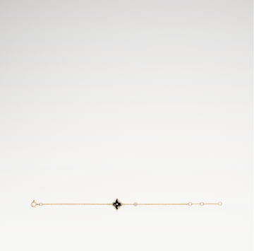 Color Blossom Star Bracelet, 18k Gold Plated, Onyx And Zircon
