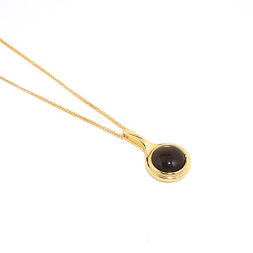 Deki Jewels Natural Tea Crystal Long Necklace,925 Silver, 18k Gold Plated