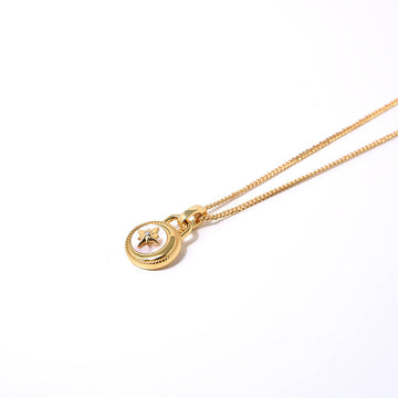 Deki Jewels Moon And Stars Necklace,925 Silver, 18k Gold Plated,White Mother-Of-Pearl