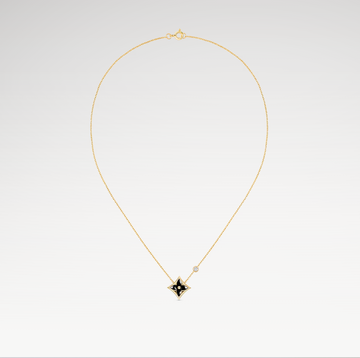 Deki Jewels Color Blossom Star Pendant Necklace,18k Gold Plated, Onyx And Zircon