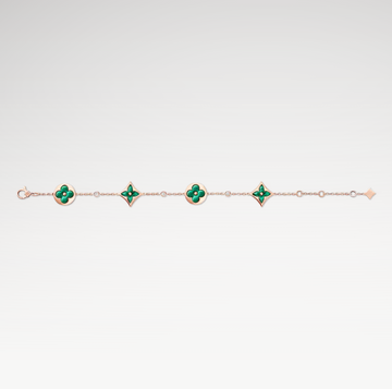 Deki Jewels Color Blossom Multi-Pattern Bracelet, Plated With 18k Rose Gold, Malachite, And Zircon