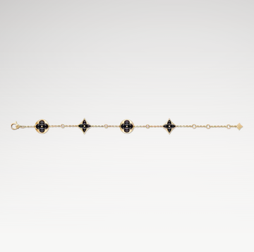 Deki Jewels Color Blossom Multi-Pattern Bracelet, 18k Gold Plated, Onyx And Zircon