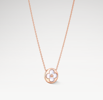Color Blossom Sun Pendant Necklace, Plated With 18k Rose Gold, White Mother-Of-Pearl