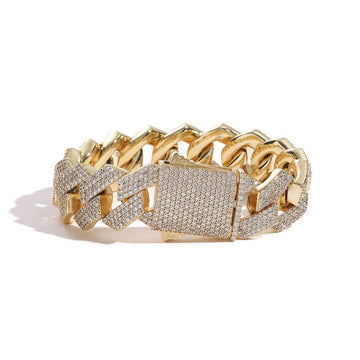 Deki Jewels Diamond Cuban Bracelet,four Row Of Zircons