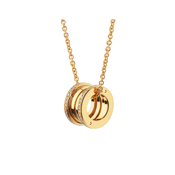 jewellax B.zero1 necklace,925 Silver,18k Gold Plated, Pendant edge set with zircons