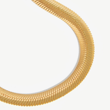Deki Jewels Flat Snake Chain Necklace, 925 Silver, 18k Gold Plated