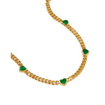 Deki Jewels Jelly Heart Gemstone Charm Necklace,18k Gold Plated, Green Chrysoprase