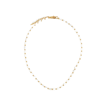 Deki Jewels Seed Pearl Beaded Choker, 925 Silver, 18k Gold Plated