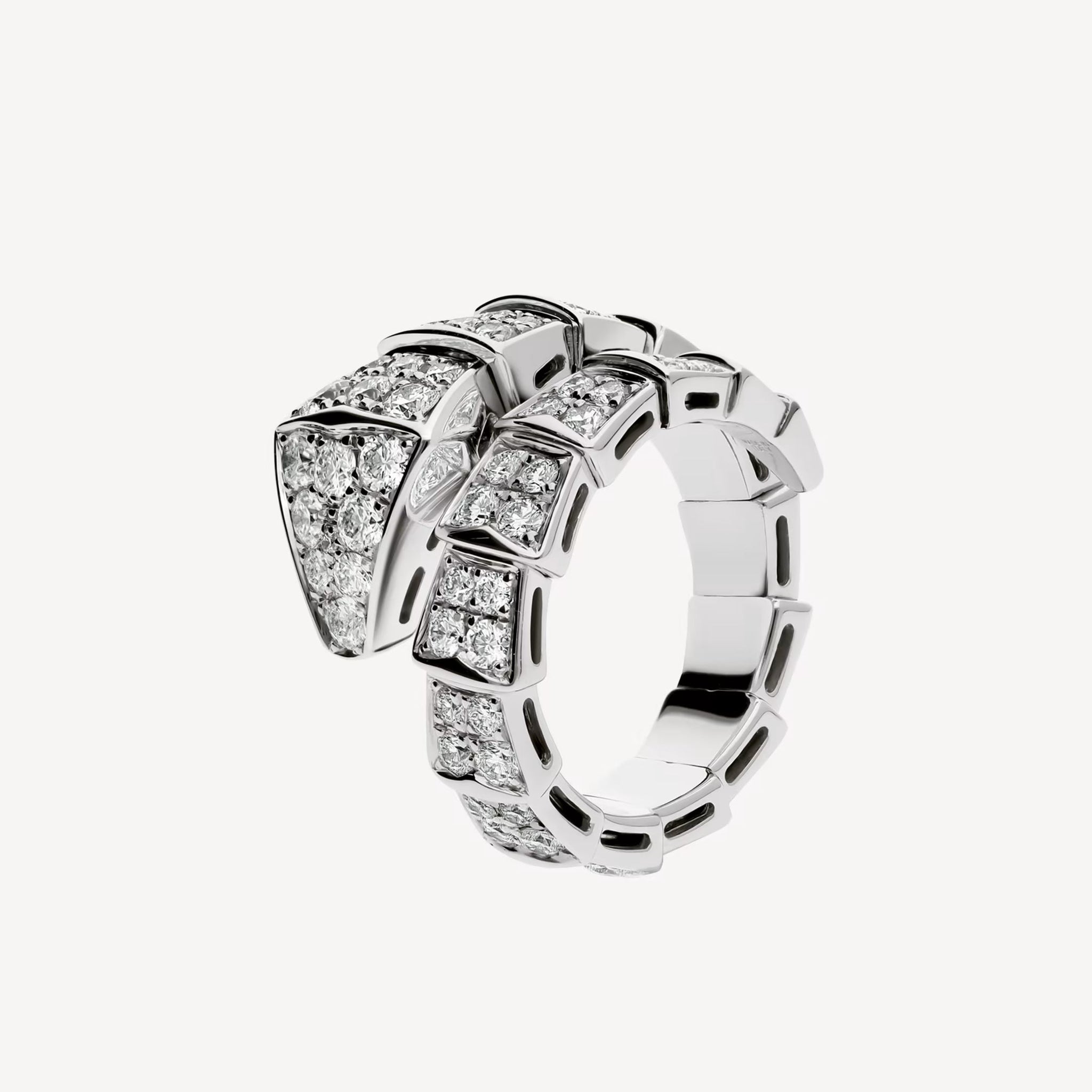 Deki Jewels Serpenti Ring,V Gold,18k White Gold Plated,Cubic Zircon Paved