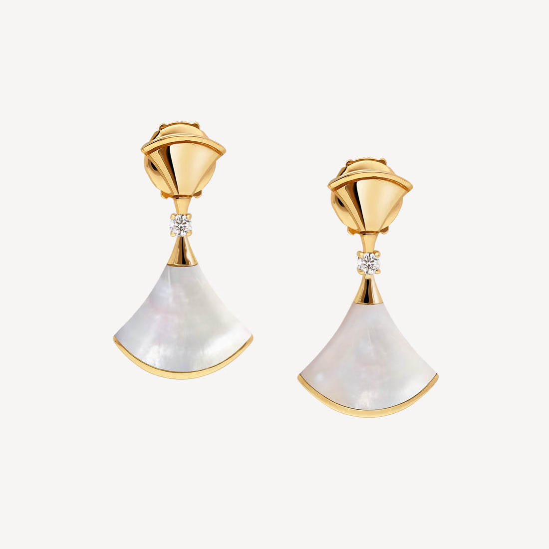 Deki Jewels Divas'Dream Earring,925 Silver,18k yellow Gold Plated,Mother of Pearl