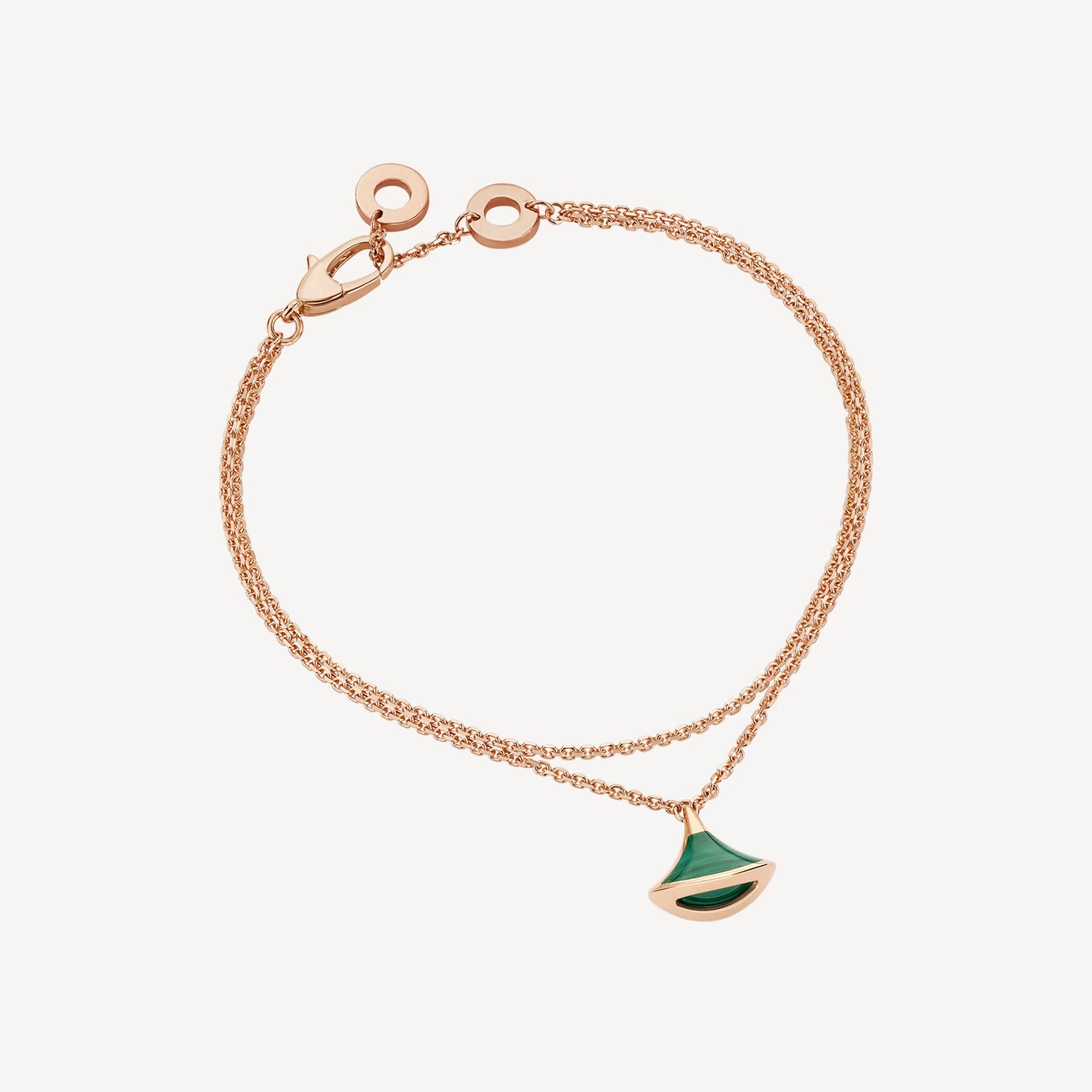 Deki Jewels Divas'Dream Bracelet,925 Silver,18k Rose Gold Plated,Green Agate