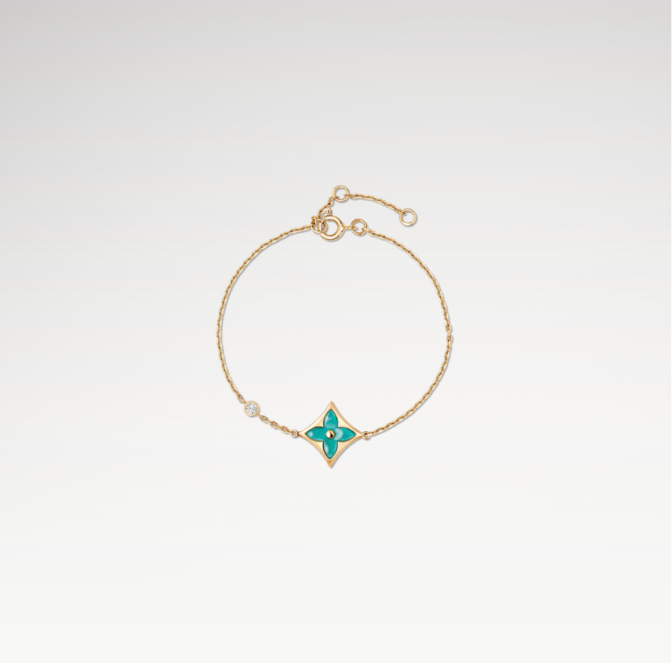 Deki Jewels Color Blossom Star Bracelet,  Plated With 18k Gold, Amazonite, And Zircon
