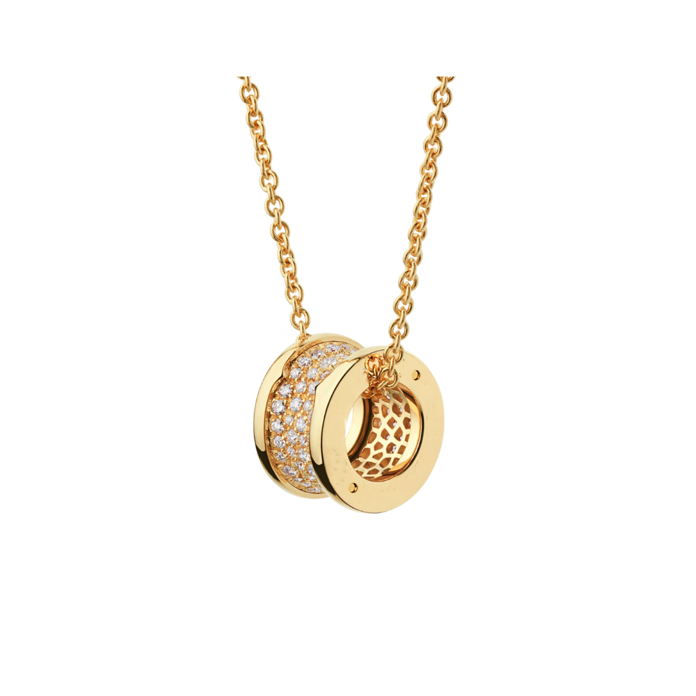 Deki Jewels B.zero1 necklace,925 Silver,18k Gold Plated, Spiral pavé zircon
