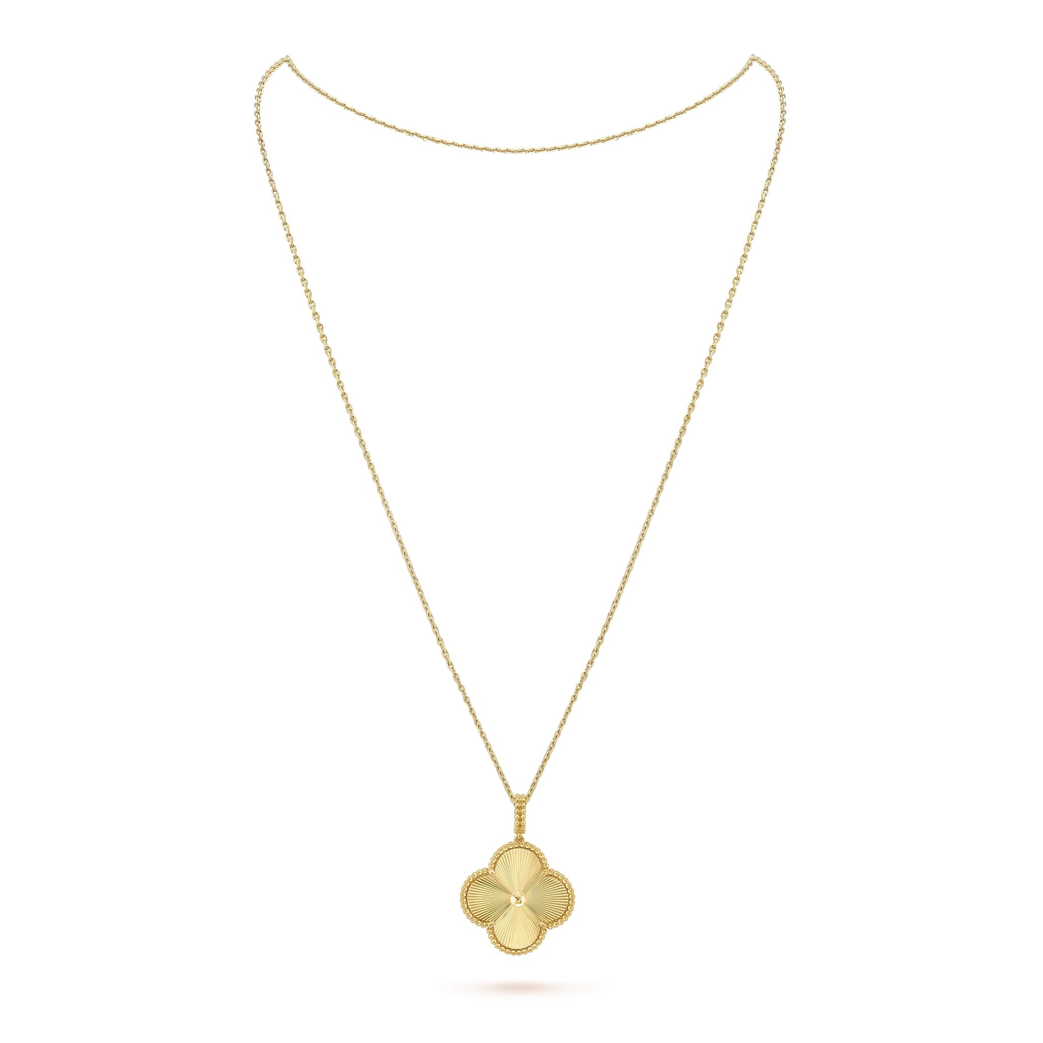 Deki Jewels Clover Leaf long Necklace,925 Silver, 18k Gold Plated