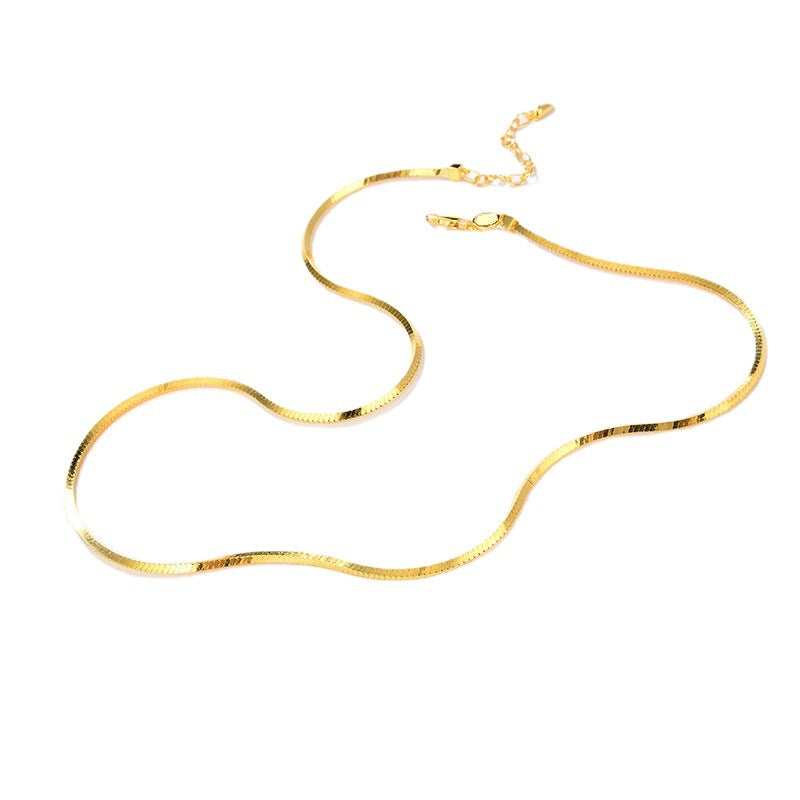 Deki Jewels Square Snake Chain Necklace，925 Silver, 18k Gold Plated