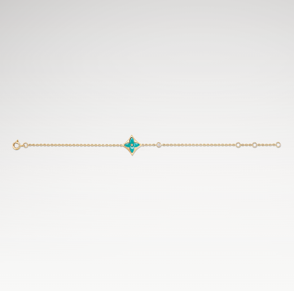 Deki Jewels Color Blossom Star Bracelet,  Plated With 18k Gold, Amazonite, And Zircon