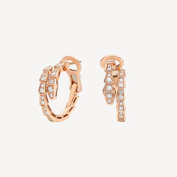 Deki Jewels Serpenti Earring,925 Silver,18k Rose Gold Plated,Cubic Zircon Paved