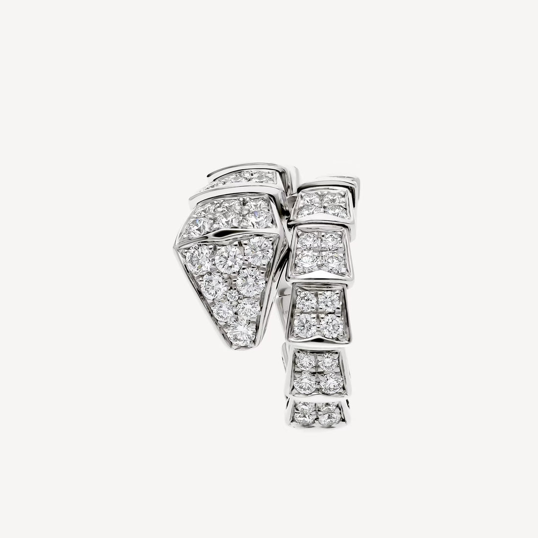 Deki Jewels Serpenti Ring,V Gold,18k White Gold Plated,Cubic Zircon Paved