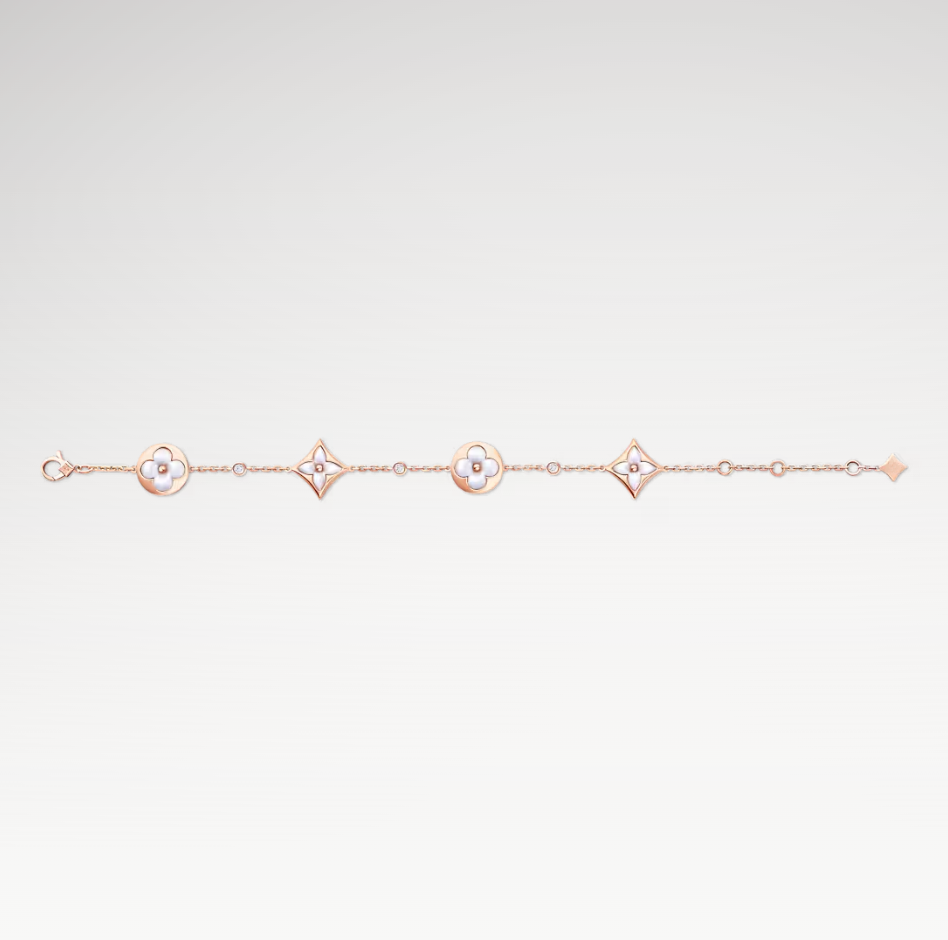 Deki Jewels Color Blossom Multi-Pattern Bracelet,Plated With 18k Rose Gold, White Mother-of-Pearl, And Zircon