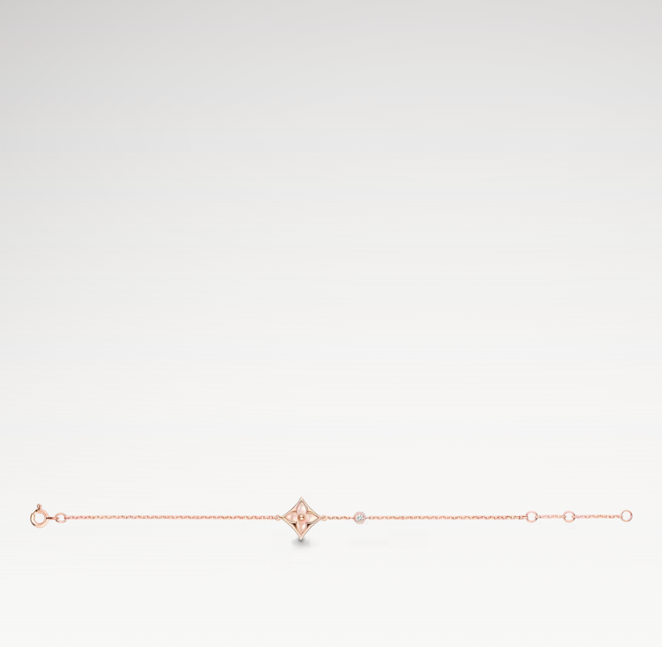 Color Blossom Star Bracelet, Plated With 18k Rose Gold, Pink Mother-of-Pearl, And Zircon