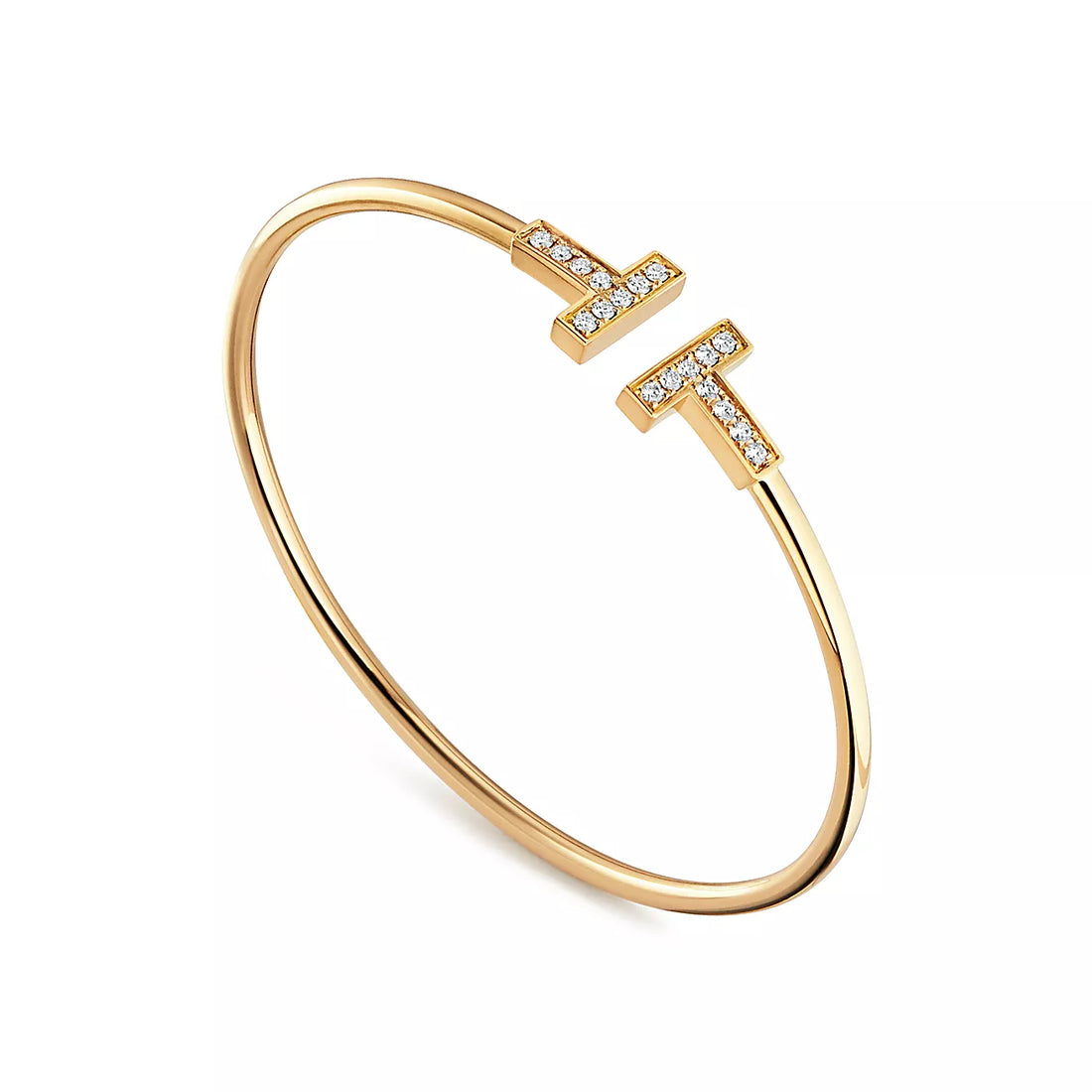T Bangle,18k Yellow Gold Plated,Inlaid cubic zircon