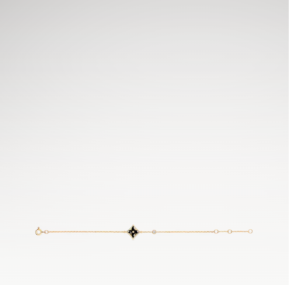 Color Blossom Star Bracelet, 18k Gold Plated, Onyx And Zircon
