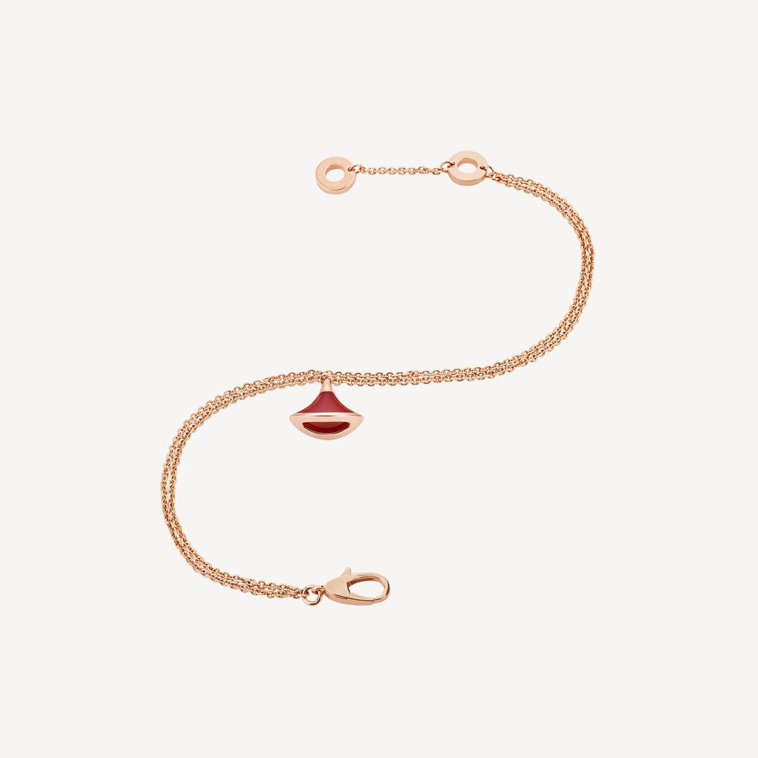 Deki Jewels Divas'Dream Bracelet,925 Silver,18k Rose Gold Plated,Red Agate