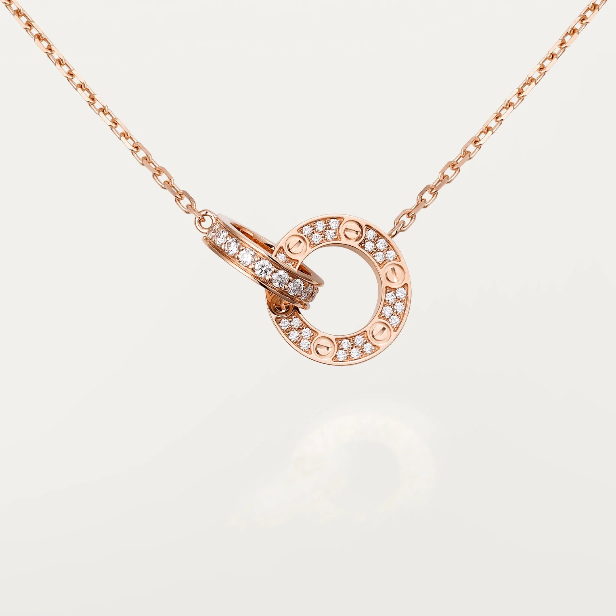 Love Intertwined Necklace,18k Gold Plated,Cubic Zirconia Pave