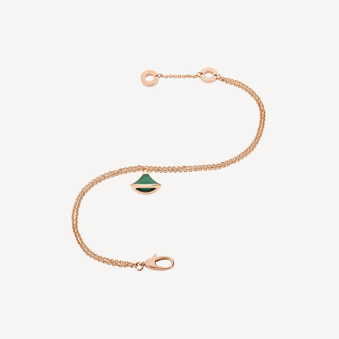 Deki Jewels Divas'Dream Bracelet,925 Silver,18k Rose Gold Plated,Green Agate