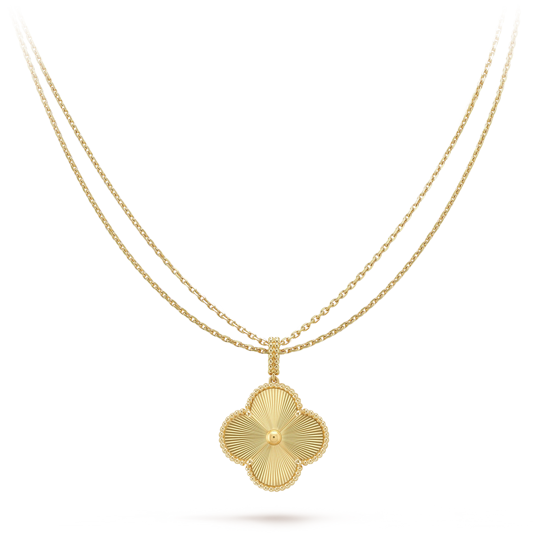 Deki Jewels Clover Leaf long Necklace,925 Silver, 18k Gold Plated