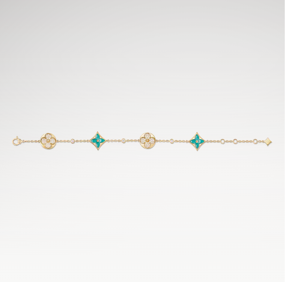 Deki Jewels Color Blossom Multi-Pattern Bracelet,Plated With 18k Gold, Amazonite, And Zircon