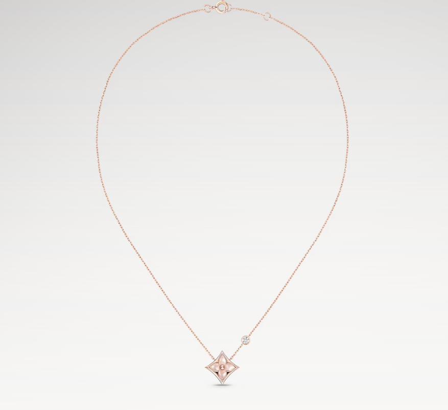 Color Blossom Necklace, 18k Gold Plated, Pink Mother-Of-Pearl, And Zirconia Diamond