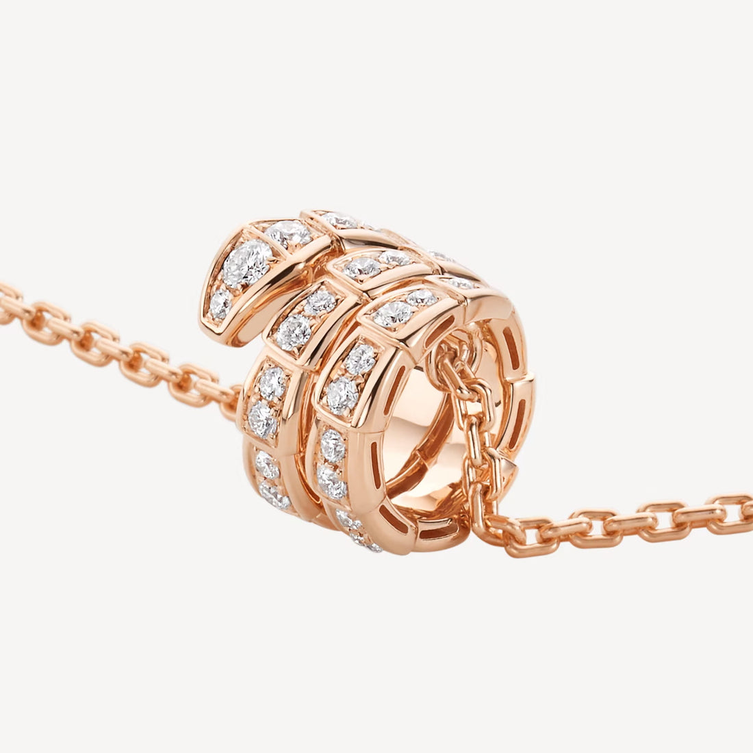 Deki Jewels Serpenti Necklace,925 Silver,18k Rose Gold Plated,Cubic Zircon Paved