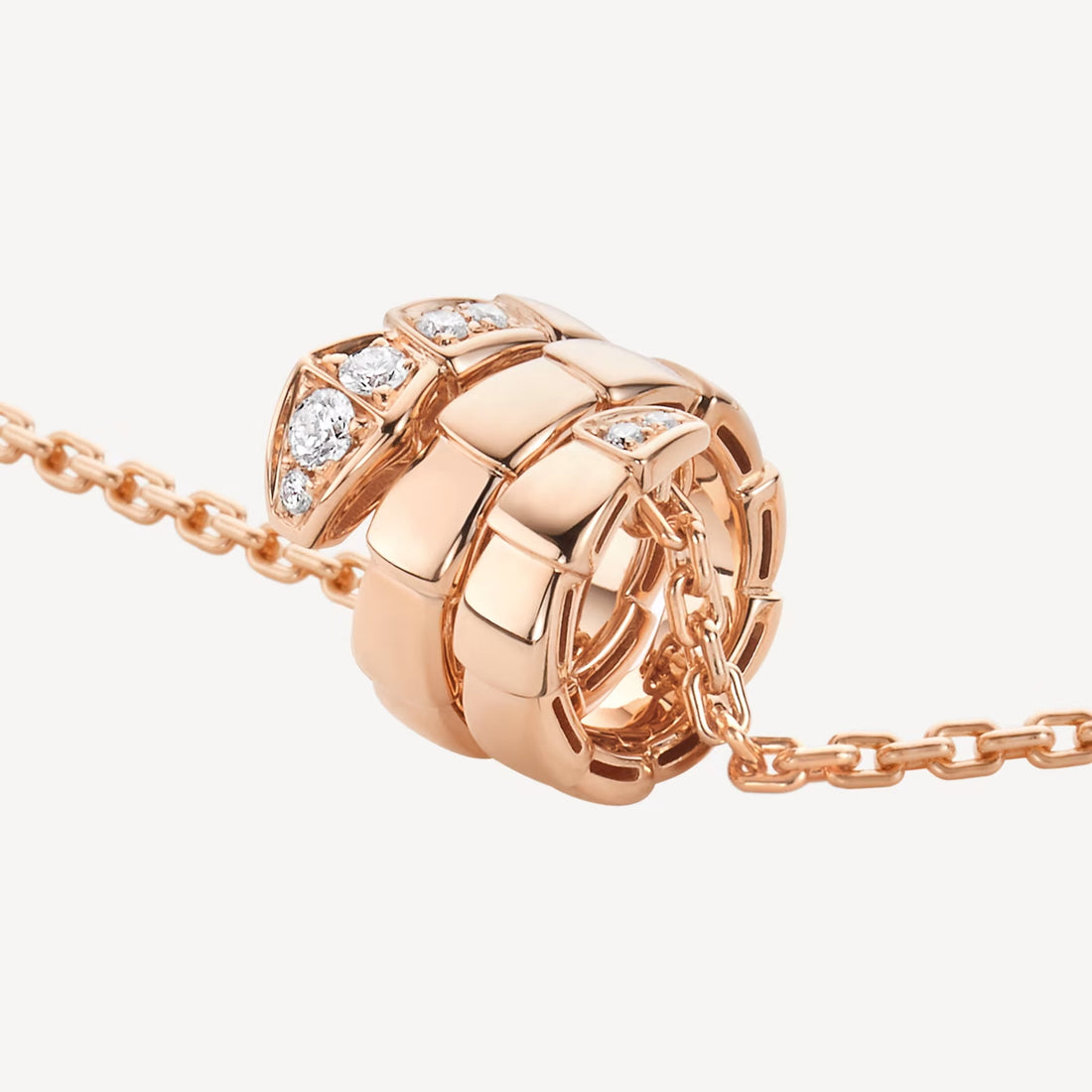 Deki Jewels Serpenti Necklace,925 Silver,18k Rose Gold Plated,Inlaid cubic zircon
