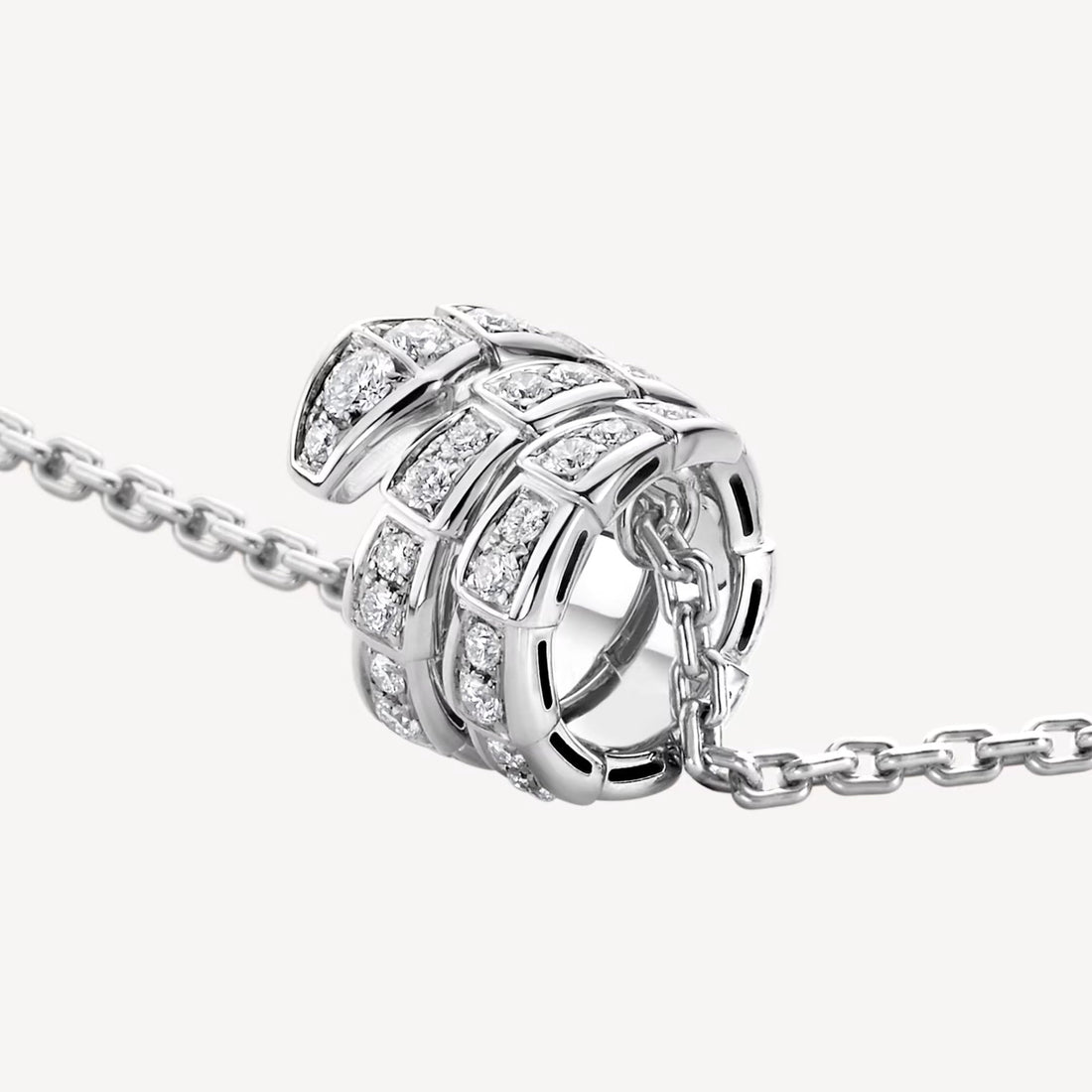 Deki Jewels Serpenti Necklace,925 Silver,18k White Gold Plated,Cubic Zircon Paved