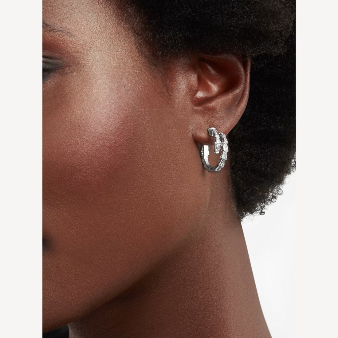 Deki Jewels Serpenti Earring,925 Silver,18k White Gold Plated,Cubic Zircon Paved