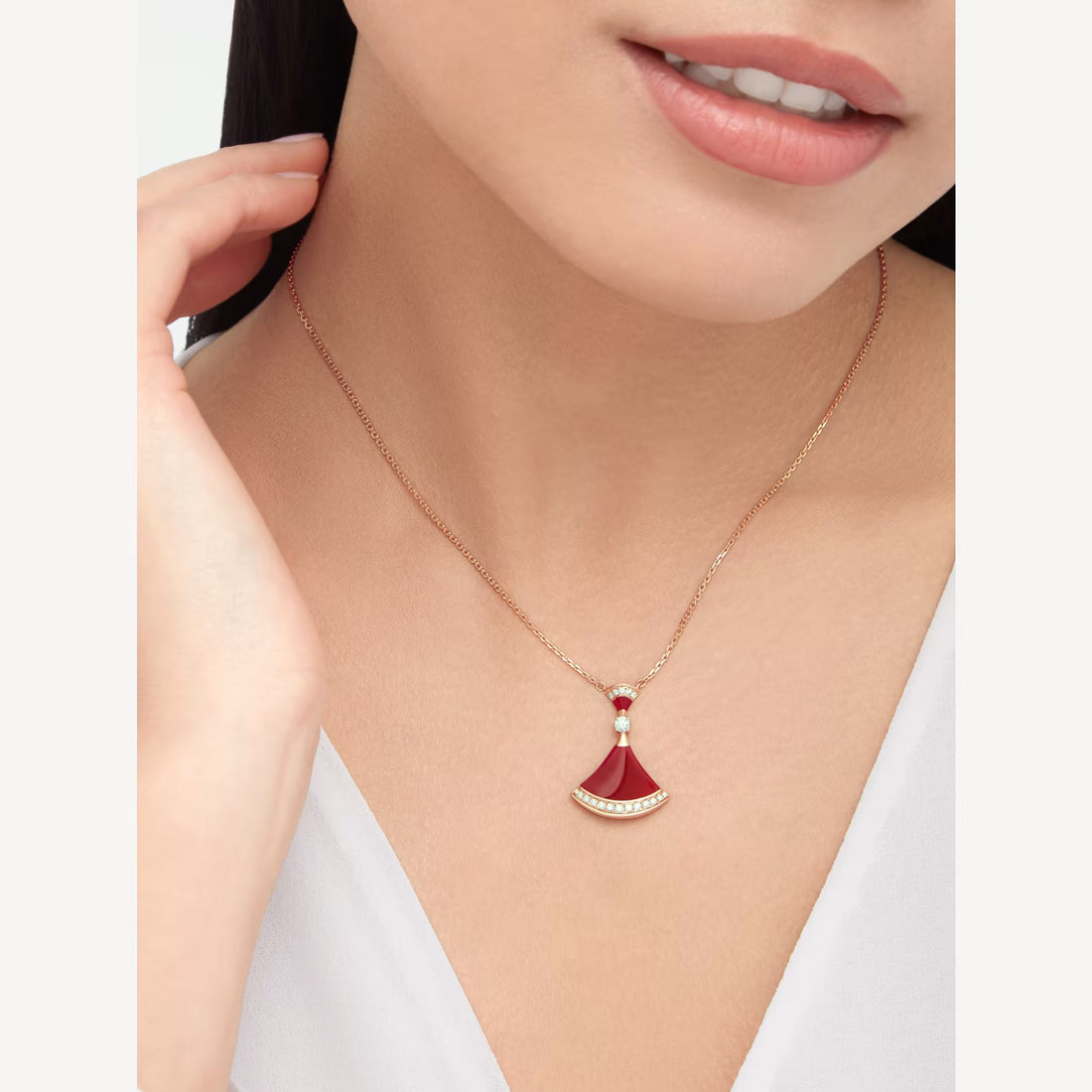 Deki Jewels Divas'Dream Necklace,925 Silver,18k Gold Plated,Red Agate