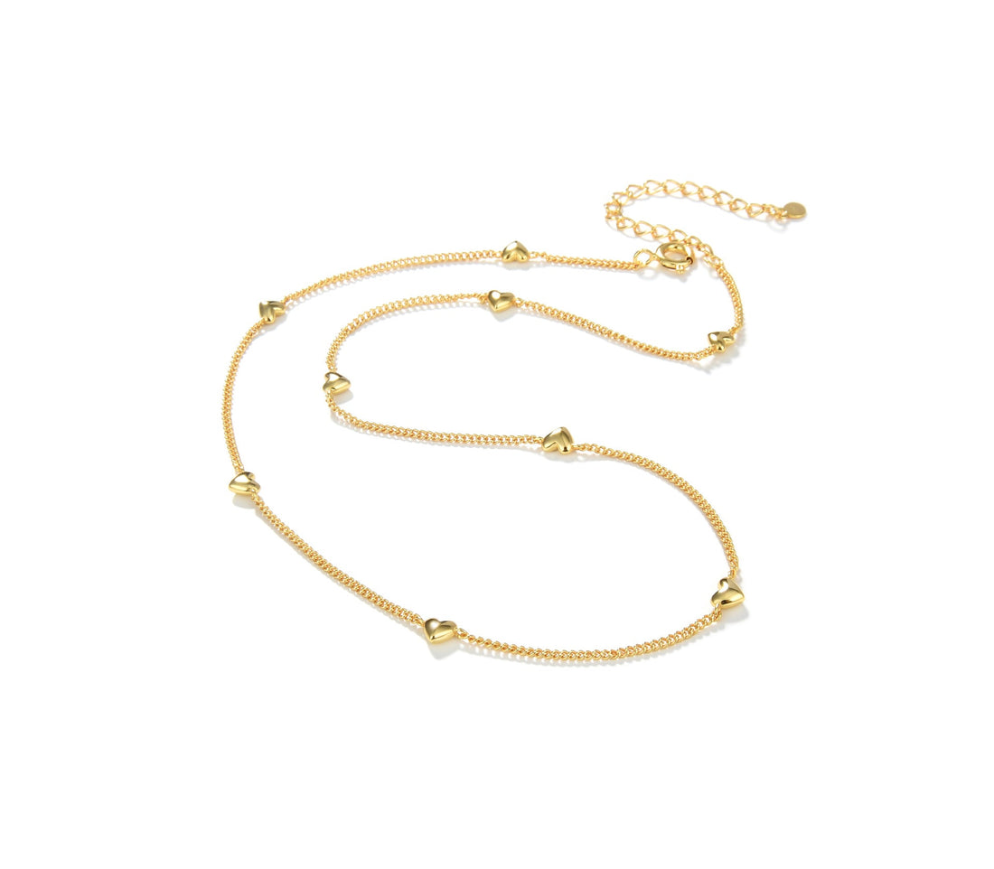 Deki Jewels Heart Necklace Necklace，925 Silver, 18k Gold Plated，9 Motifs