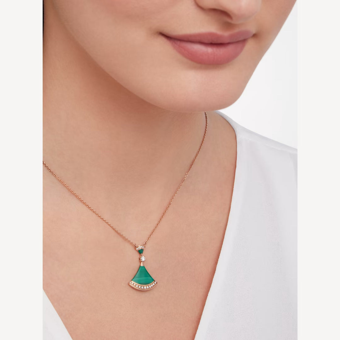 Deki Jewels Divas'Dream Necklace,925 Silver,18k Gold Plated,Green Agate