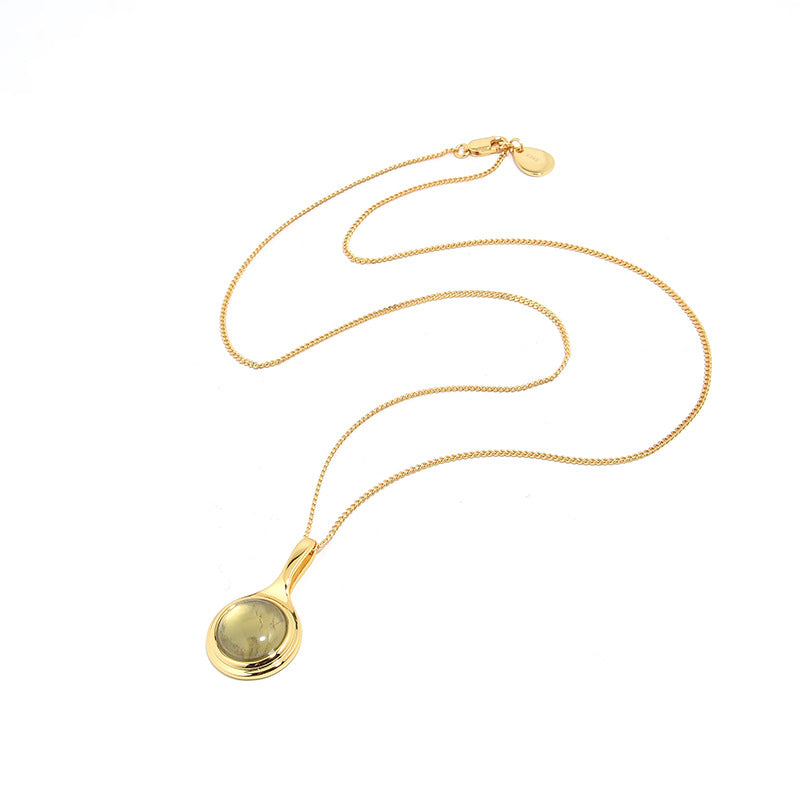 Deki Jewels Natural Grape Stone Long Necklace，925 Silver, 18k Gold Plated